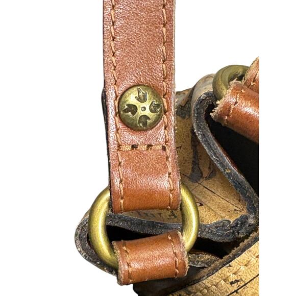 Patricia Nash Larone Shoulder Bag Purse European Map Leather Global Print Unique - Picture 6 of 12